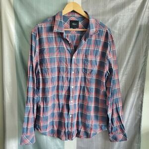 Rails Mens Wyatt Plaid Button Down Shirt Blue Faded Red Cream RM-128-928-1753 L